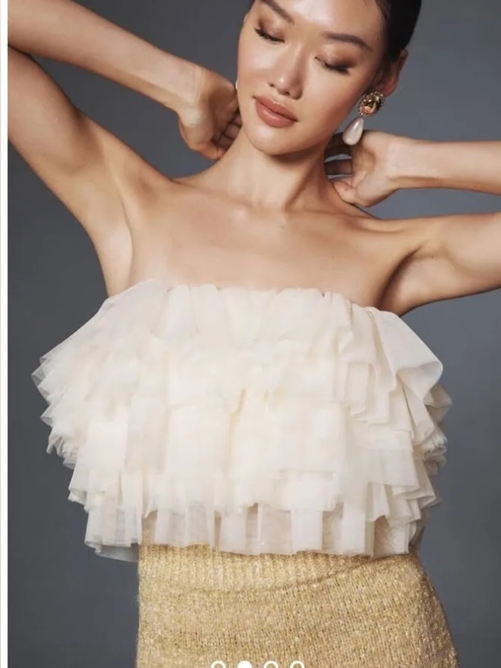 Anthropologie Sunday In Brooklyn Strapless Layered Tulle Top Size Medium